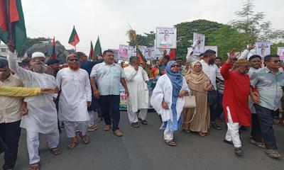 কালাইয়ে এমপি প্রার্থী বারীর গণমিছিল বিতরণ